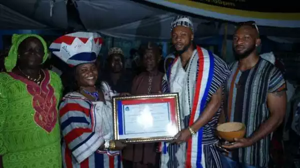 Singer Flavour Received Chieftaincy Title In Liberia (Photos)